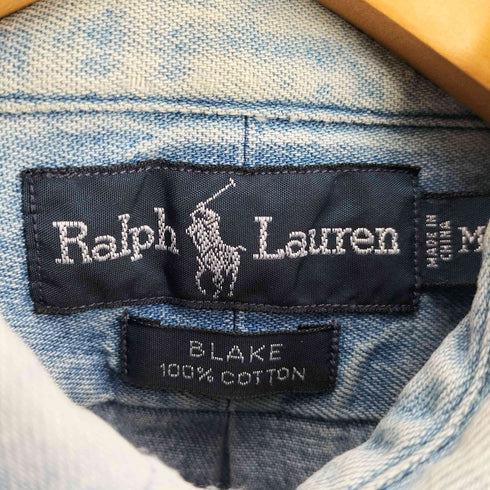 ラルフローレン RALPH LAUREN 90-00s BLAKE ポニー刺繍 ボタンダウンデニムシャツ メンズ import:M