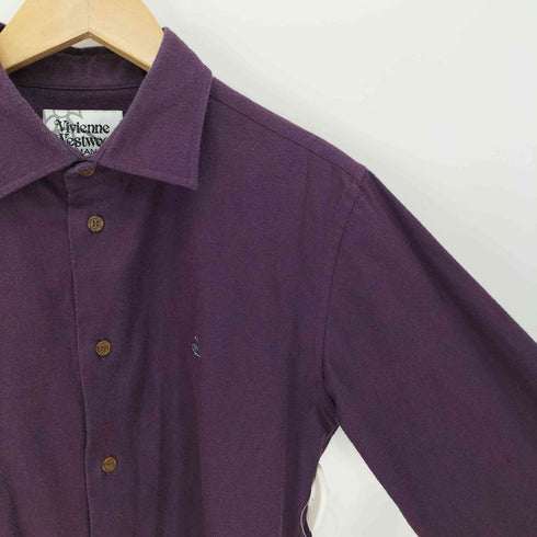 ヴィヴィアンウエストウッドマン Vivienne Westwood MAN オーブ刺繍 起毛 ポリコットン L/S シャツ 襟芯 メンズ EUR:48