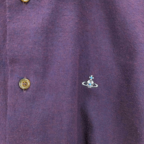 ヴィヴィアンウエストウッドマン Vivienne Westwood MAN オーブ刺繍 起毛 ポリコットン L/S シャツ 襟芯 メンズ EUR:48