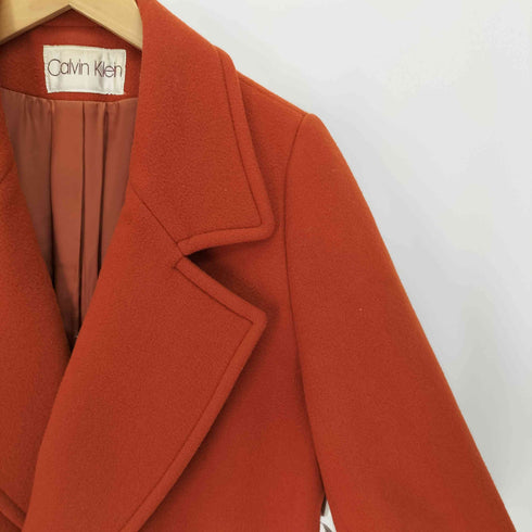 カルバンクライン CALVIN KLEIN デカ襟 ウール ナイロン チェスター ハーフ コート レディース 9