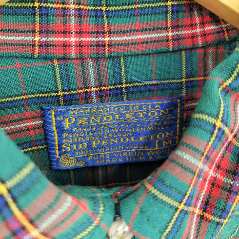 ペンドルトン PENDLETON 70S MADE IN USA ウールL/S チェックシャツ メンズ JPN:M