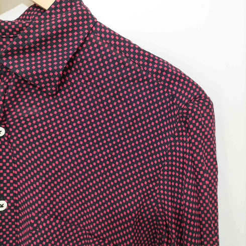 スティーブンアラン Steven Alan USA製 ダイヤモンドチェック柄 L/S シルクシャツ レディース import:S