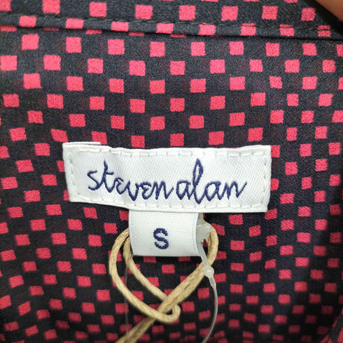 スティーブンアラン Steven Alan USA製 ダイヤモンドチェック柄 L/S シルクシャツ レディース import:S