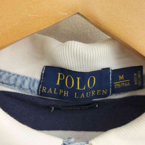 ポロラルフローレン POLO RALPH LAUREN COSTOM FIT ポニー刺繍 ボーダー 半袖ラガーシャツ メンズ M