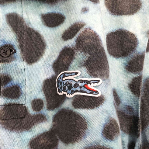 ラコステ LACOSTE ×NATIONAL GEOGRAPHIC ビッグロゴ刺繍 アニマルプリントポロシャツ メンズ US S