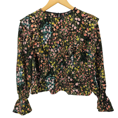 ザラ ZARA フラワープリント フリル ブラウス レディース import:M