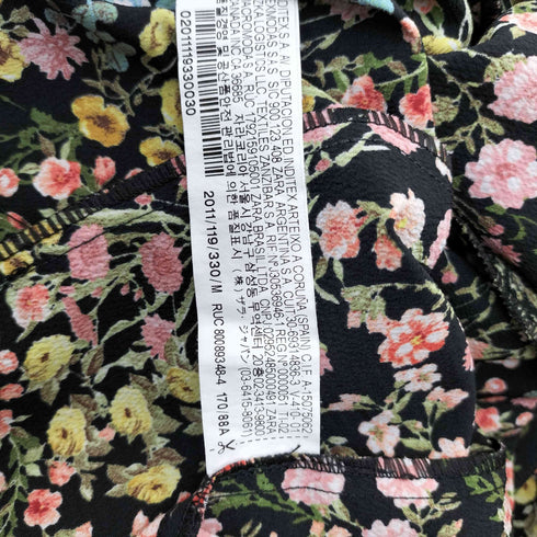 ザラ ZARA フラワープリント フリル ブラウス レディース import:M