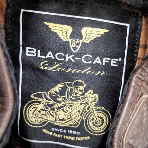 BLACK CAFE LONDON リアルレザー バイカー ジャケット カバーオール メンズ