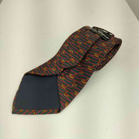 サルヴァトーレフェラガモ Salvatore Ferragamo カモ総柄 シルクネクタイ メンズ