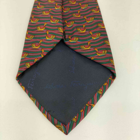 サルヴァトーレフェラガモ Salvatore Ferragamo カモ総柄 シルクネクタイ メンズ
