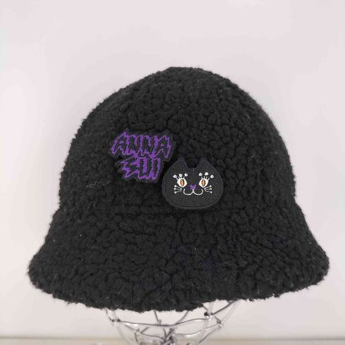 アナスイ ANNA SUI ロゴ ピンバッジ ボア バケットハット レディース