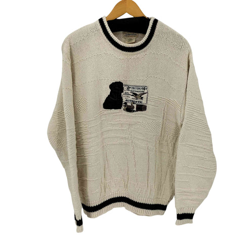 セントジョンズベイ STJOHNS BAY 90S フロント刺繍 コットン L/S ニット メンズ JPN:M