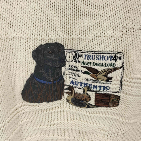 セントジョンズベイ STJOHNS BAY 90S フロント刺繍 コットン L/S ニット メンズ JPN:M