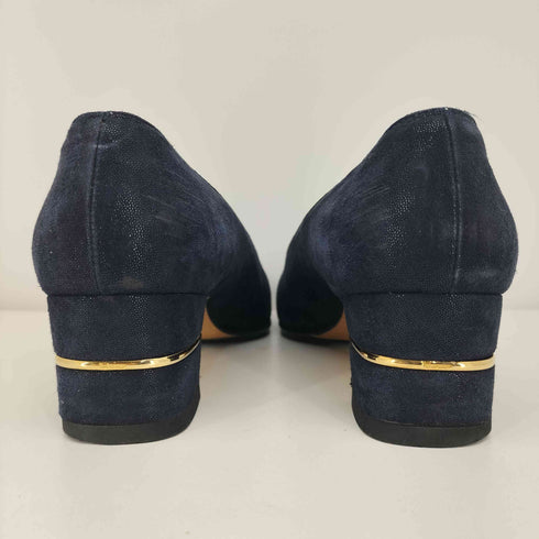 サルヴァトーレフェラガモ Salvatore Ferragamo スウェード チャンキーヒール パンプス レディース