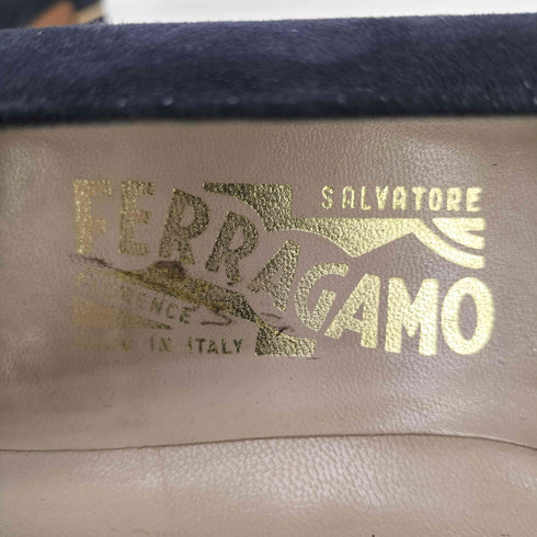 サルヴァトーレフェラガモ Salvatore Ferragamo スウェード チャンキーヒール パンプス レディース