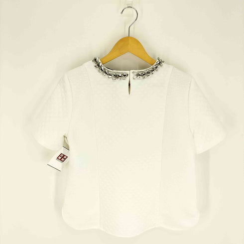ザラ ZARA 装飾 ネック 柄 切替 ブラウス レディース import:L