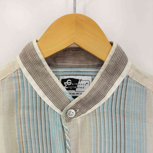 エンジニアードガーメンツ Engineered Garments マルチストライプ バンドカラー S/S シャツ メンズ JPN:M