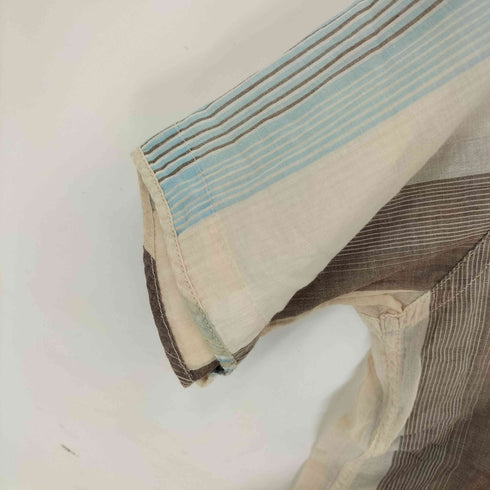 エンジニアードガーメンツ Engineered Garments マルチストライプ バンドカラー S/S シャツ メンズ JPN:M