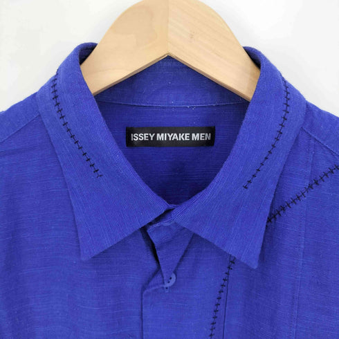 イッセイミヤケメン ISSEY MIYAKE MEN 17AW 黒タグ ステッチ 刺繍 レギュラーカラーシャツ メンズ JPN:3