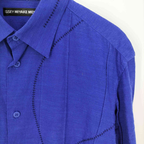 イッセイミヤケメン ISSEY MIYAKE MEN 17AW 黒タグ ステッチ 刺繍 レギュラーカラーシャツ メンズ JPN:3