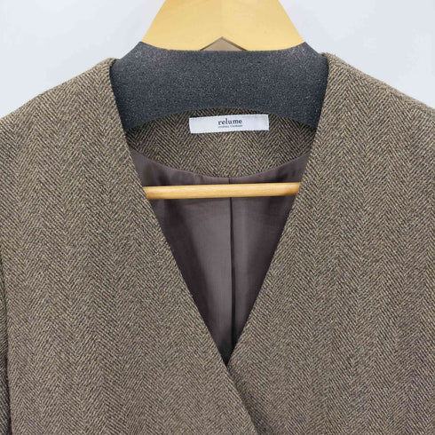 ジャーナルスタンダードレリューム JOURNAL STANDARD relume 19AW テックツイードノーカラージャケット レディース JPN:36