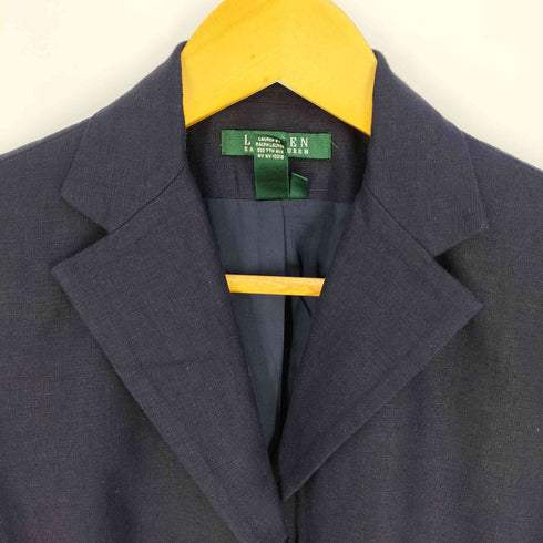 ローレンラルフローレン LAUREN RALPH LAUREN 80s 緑タグ リネン 4B テーラードジャケット レディース 4