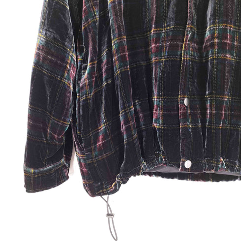 ザラ ZARA マドラスチェック 裾ドローコード フーデッド ベロア ジャケット メンズ import:M