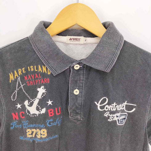 アヴィレックス AVIREX ロゴ刺繍 プレート 国旗 2739 U.S NAVY S/S 鹿の子 ポロシャツ メンズ import:M