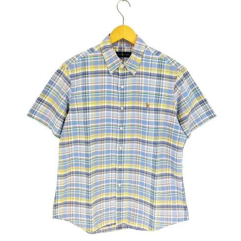 ラルフローレン RALPH LAUREN ポニー刺繍 マドラスチェック B.D S/S シャツ メンズ import:L