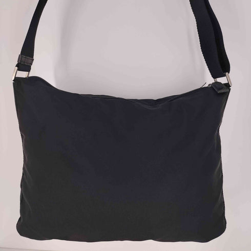プラダ PRADA イタリア製 ロゴ プレート ナイロン ショルダー バッグ Lampo ジップ メンズ