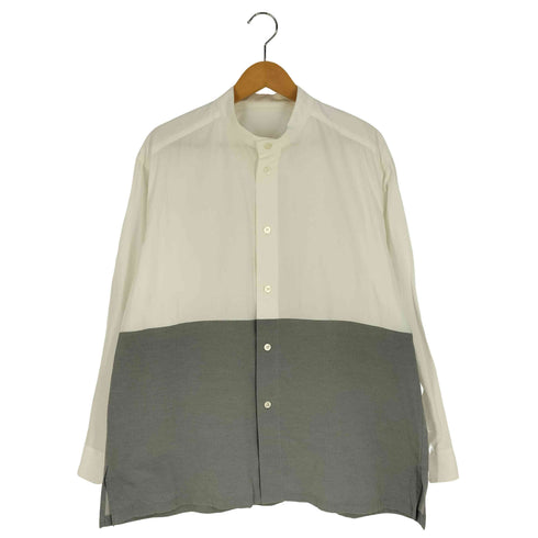 イッセイミヤケ ISSEY MIYAKE 21AW 配色切替 バイカラー バンドカラーシャツ メンズ JPN:3