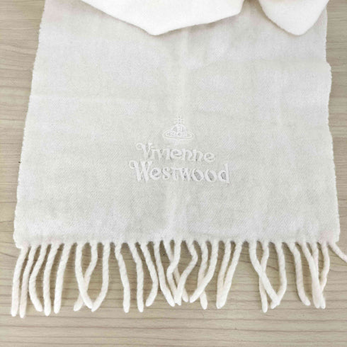 ヴィヴィアンウエストウッド Vivienne Westwood ロゴ刺繍ウールフリンジマフラー レディース