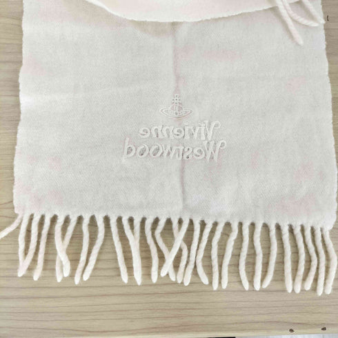 ヴィヴィアンウエストウッド Vivienne Westwood ロゴ刺繍ウールフリンジマフラー レディース