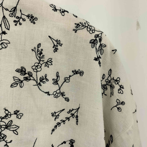 teMite 綿麻ボタニカル刺繍ブラウス レディース M-L