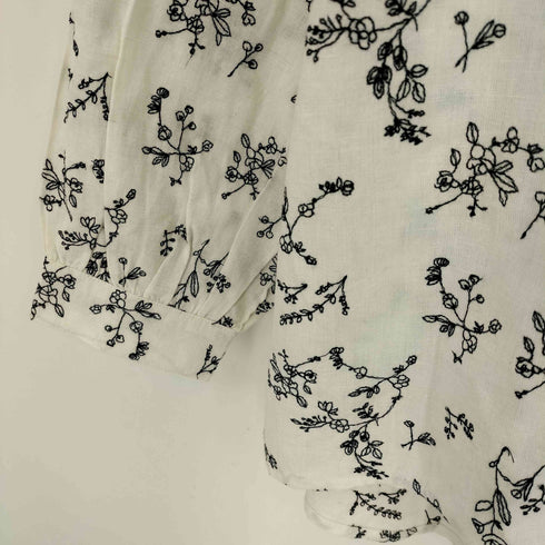 teMite 綿麻ボタニカル刺繍ブラウス レディース M-L