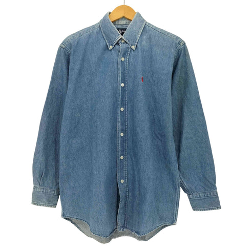 ラルフローレン RALPH LAUREN 90s BLAIRE ポニー刺繍 デニム ボタンダウンシャツ メンズ import:M