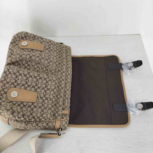 コーチ COACH シグネチャー 総柄 マグネット ベルト フラップ ショルダー バッグ レディース