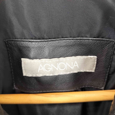 アニオナ AGNONA イタリア製 襟レザーカシミヤコート メンズ EUR:48