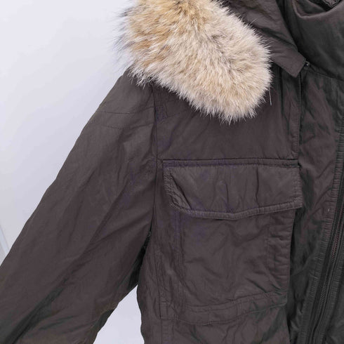 セブンティー SEVENTY MADE IN ITALY PURE PIUMA REAL DOWN マルチポケット フードファー ダウン メンズ import:L