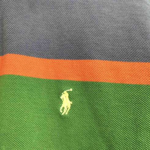 ポロバイラルフローレン Polo by RALPH LAUREN 90s USA製 ポニー刺繍 半袖 マルチボーダー ポロシャツ メンズ import:L