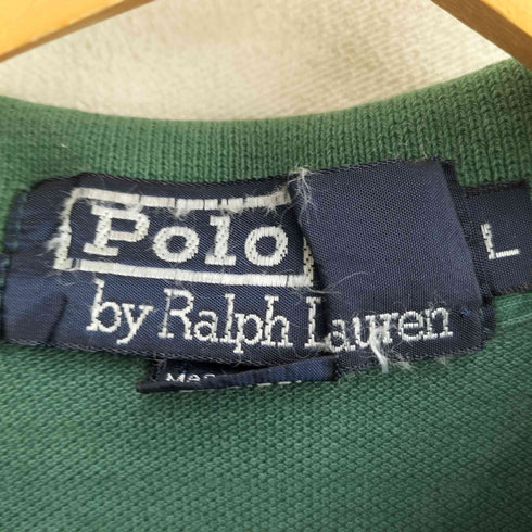 ポロバイラルフローレン Polo by RALPH LAUREN 90s USA製 ポニー刺繍 半袖 マルチボーダー ポロシャツ メンズ import:L