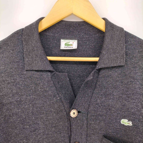 ラコステ LACOSTE 80-90S スペイン製 襟付 ワニワッペン ウール カーディガン メンズ EUR:52