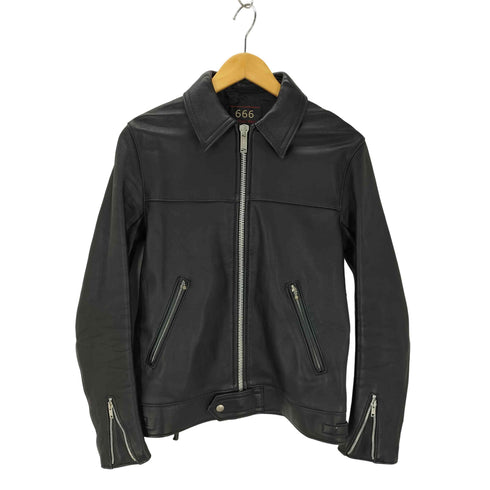 トリプルシックスレザーウェア 666 Leather Wear 英国製 本革 シングル ライダースジャケット メンズ US:36