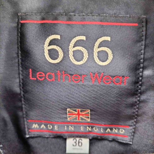 トリプルシックスレザーウェア 666 Leather Wear 英国製 本革 シングル ライダースジャケット メンズ US:36