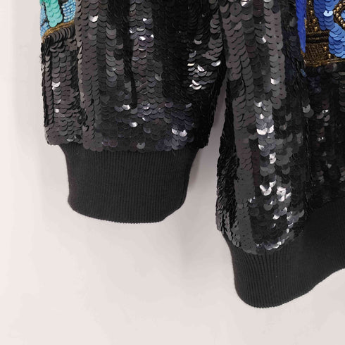 FANTASY BY LISA KANE PURE SILK スパンコール ジップジャケット メンズ
