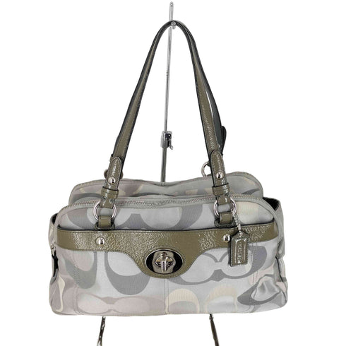 コーチ COACH エナメル切替シグネチャーロゴトートバッグ レディース
