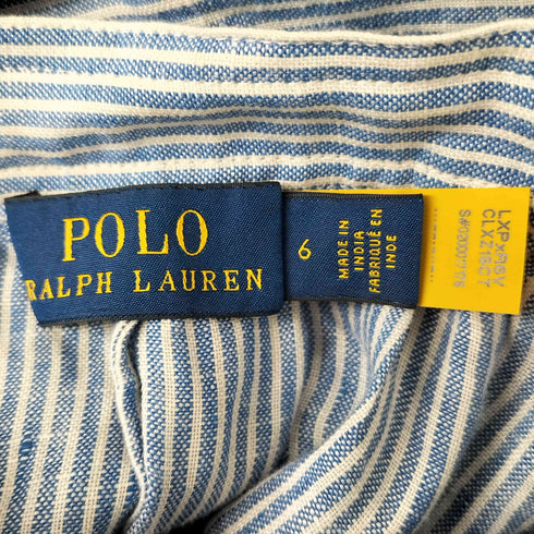 ポロラルフローレン POLO RALPH LAUREN 3 ティアード リネン スカート ストライプ 3段フリル レディース 6