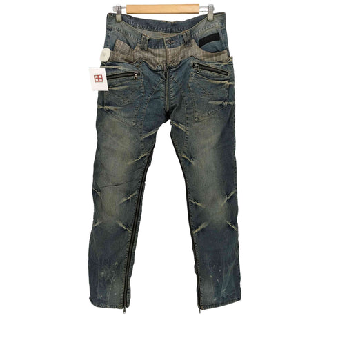 ピーピーエフエム PPFM ANARCHYDENIM Oカーブ インナージップ レイヤード デニム パンツ Y2K メンズ