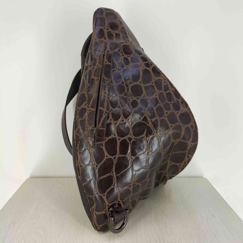 イッセイミヤケ ISSEY MIYAKE クロコ型押し レザー 切替 トライアングル バックパック メンズ