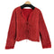 VINTAGE RED SUEDE GENUINE LEATHER FAUX FUR LINED JACKET レディース 18
